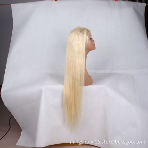 Top quality full lace blonde wig with fringe, 613 full lace wig human hair